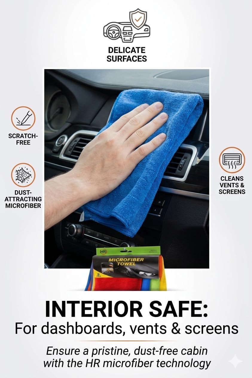 Car Towels for Cleaning and Drying, Multipurpose Auto Care Wash Cloth