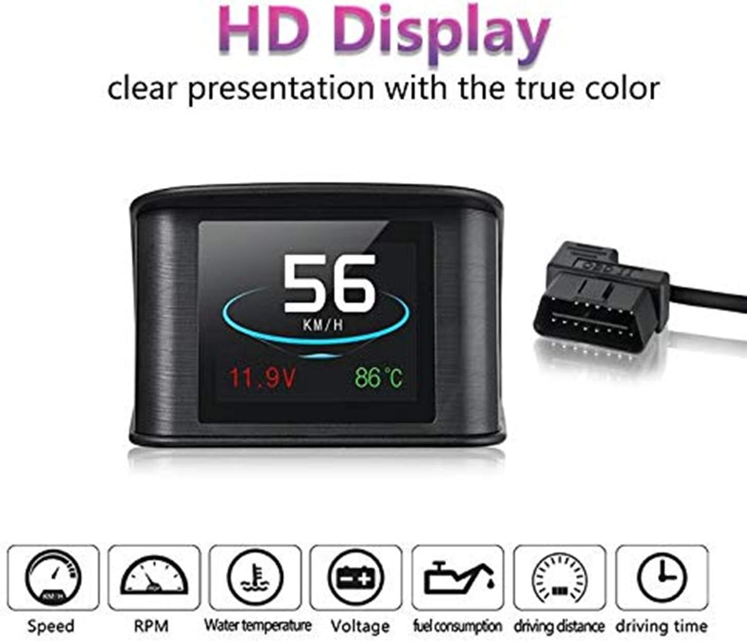 سكيدو عداد سرعة رقمي ذكي P10 بشاشة عرض امامية للسيارة مع منفذ OBDII/EUOBD وشاشة LED وماسح ضوئي OBDII
