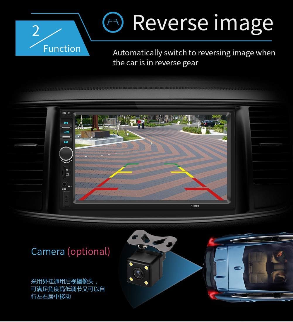 Bluetooth V2.0 7 Inch 2 DIN Car Video Stereo Player Hands-free Call Touch Screen Car MP5 Player TF SD MMC USB FM Radio without DVD