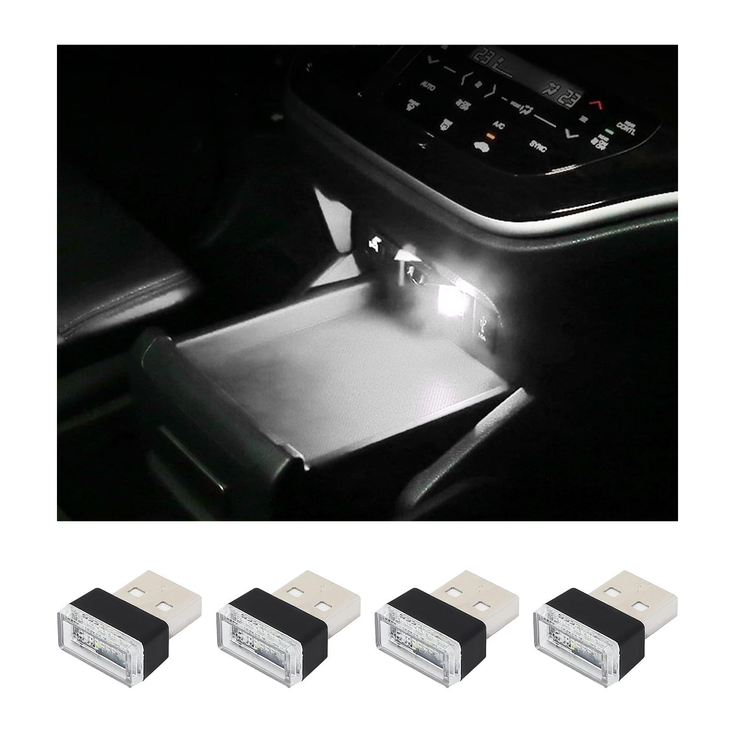 أوغيني 6 قطع مصباح LED USB للسيارة والاماكن الداخلية باضواء احادية اللون، مصباح USB مزود بالفضاء اللوني RGB لتوفير اضاءة ليلية مزخرفة، مجموعة إضاءة محيطة داخلية محمولة للسيارات، اكسسوارات داخلية