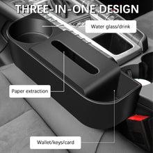 3 in1 Car Seat Gap Filler Organizer with Cup Holder& Car Tissue Holder, Azonee Multipurpose Seat Gap Storage Box, Auto Console Side Storage Box for Drink, Car Organizer Front Seat for Phones, Glasses