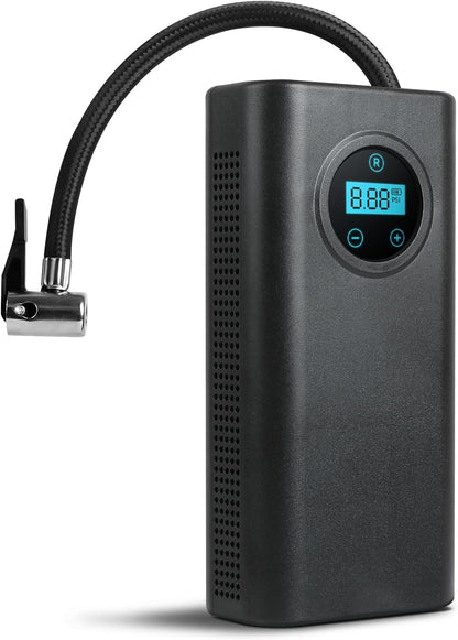 ضاغط هواء لنفخ اطارات السيارة، منفاخ اطارات لاسلكي بايشن 150 باوند لكل انش مربع، شاشة LCD دقيقة لقياس الضغط الرقمي مع ضوء، نفخ سريع للسيارة والدراجة النارية والدراجة الالكترونية والكرات