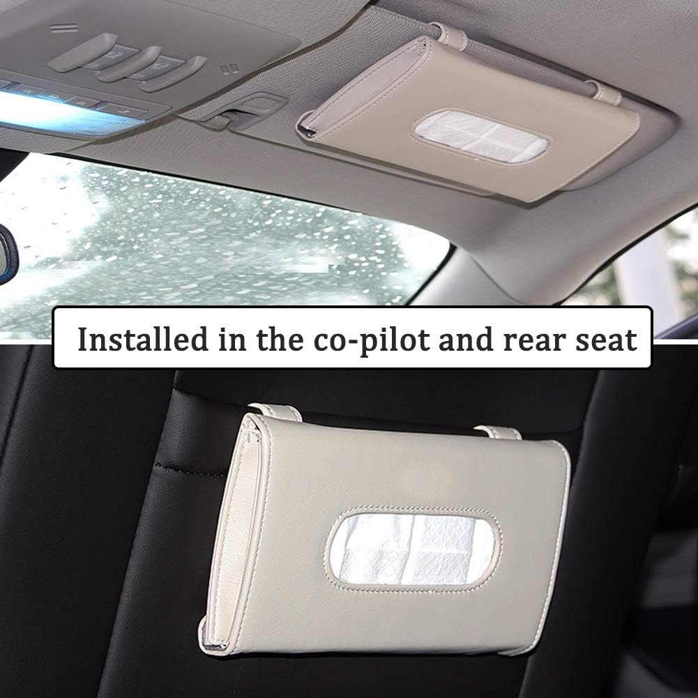 Carstuus Sulfar Car Visor Tissue Holder, Dispenser Hanging Paper Towel Holder Case For Seat Back And Vehicle Side Door, Multi-Use Cover & Truck Decoration Beige