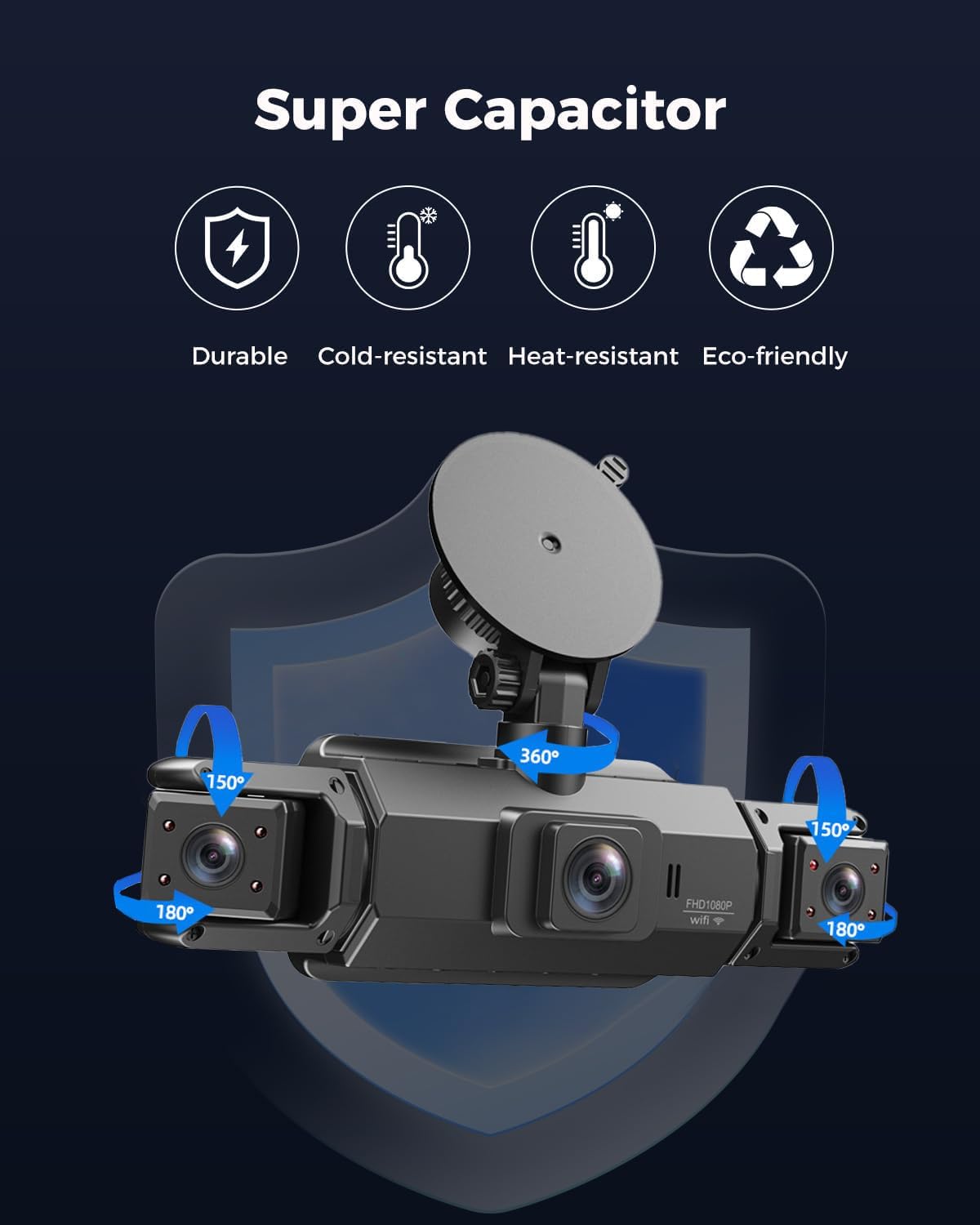 4 Channel Dash Cam 360° View Front and Rear Left Right Inside Camera for Cars, GPS and 5G Band WiFi, Night Vision, 180 Wide Angle, WDR, 24H Parking Mode, Included 64GB Card