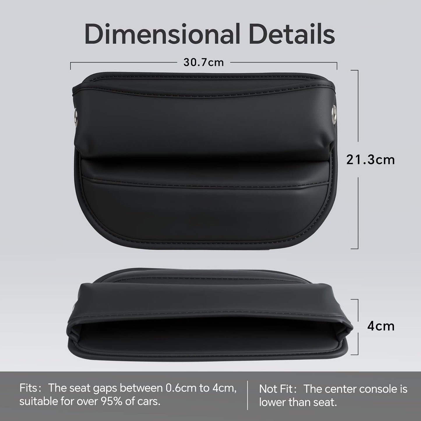 Baytion Car Seat Gap Organizer Multifunctional Car Seat Storage Box PU Leather Car Seat Gap Filler Universal Side Seat Space Organizer for Phones Money Cards Keys and Glasses (Black, 2PC)