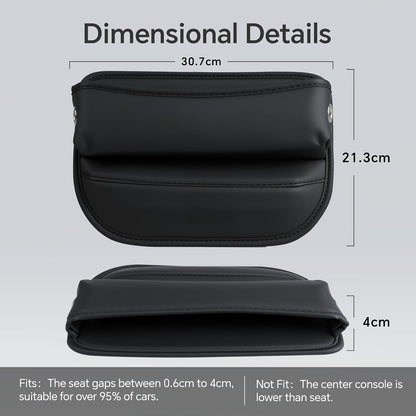 Baytion Car Seat Gap Organizer Multifunctional Car Seat Storage Box PU Leather Car Seat Gap Filler Universal Side Seat Space Organizer for Phones Money Cards Keys and Glasses (Black, 2PC)