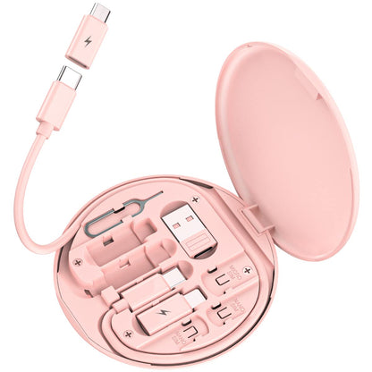 مجموعة كابل محول شحن USB متعدد، صندوق محول USB C إلى صندوق محول جهاز iOS، مجموعة تحويل USB A ونوع C إلى ذكر مايكرو/نوع C/جهاز iOS، نقل البيانات، تخزين البطاقات، دبوس إخراج صيني، حامل جوال (أزرق)