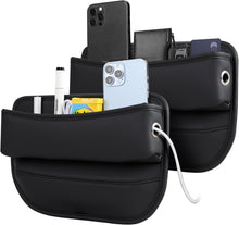 Baytion Car Seat Gap Organizer Multifunctional Car Seat Storage Box PU Leather Car Seat Gap Filler Universal Side Seat Space Organizer for Phones Money Cards Keys and Glasses (Black, 2PC)