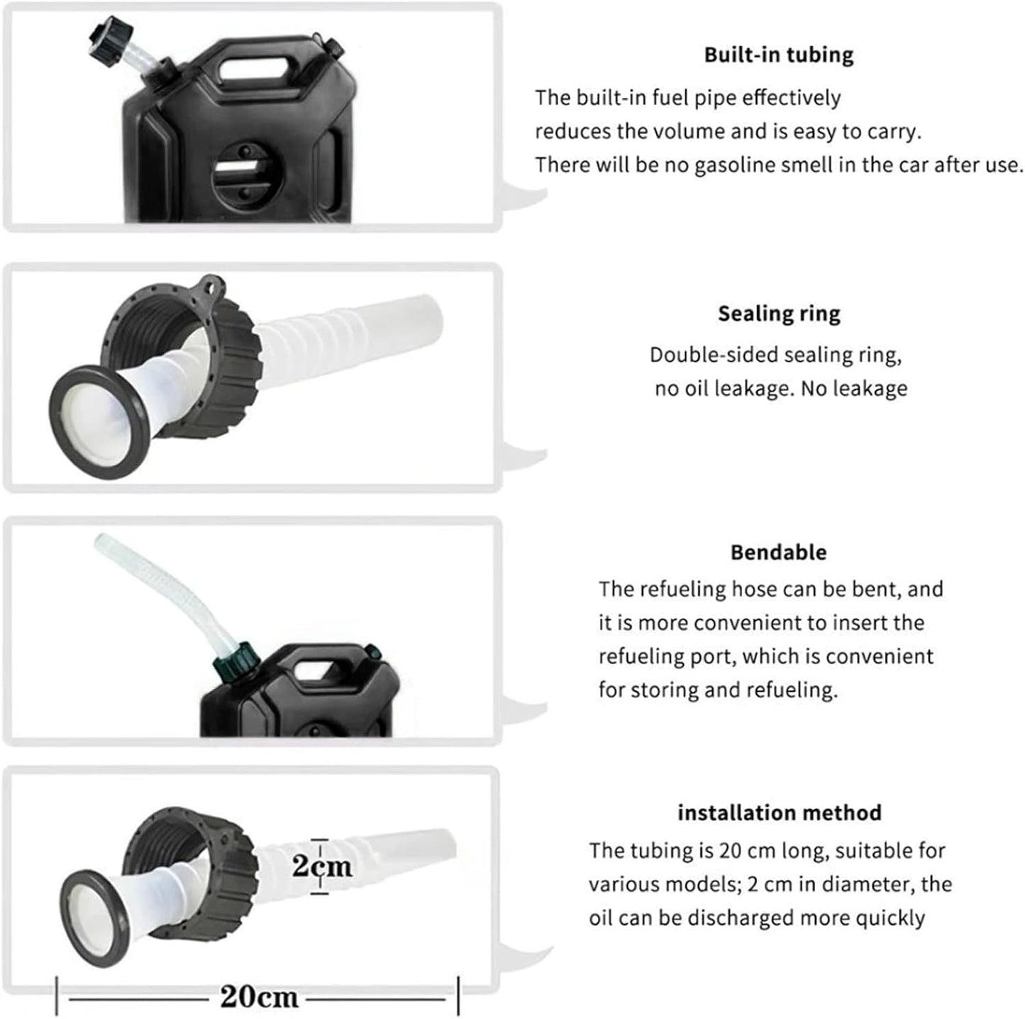 Luocute 6 Liter Fuel Tank, 1.6 Gallons ABS Black Jerry Can for Car Motorcycle UTV ATV Off Road Vehicle, ABS Material (with Bracket)