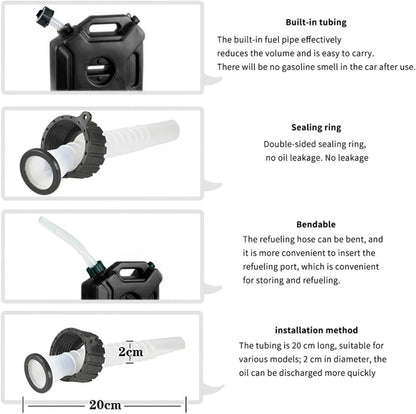 Luocute 6 Liter Fuel Tank, 1.6 Gallons ABS Black Jerry Can for Car Motorcycle UTV ATV Off Road Vehicle, ABS Material (with Bracket)