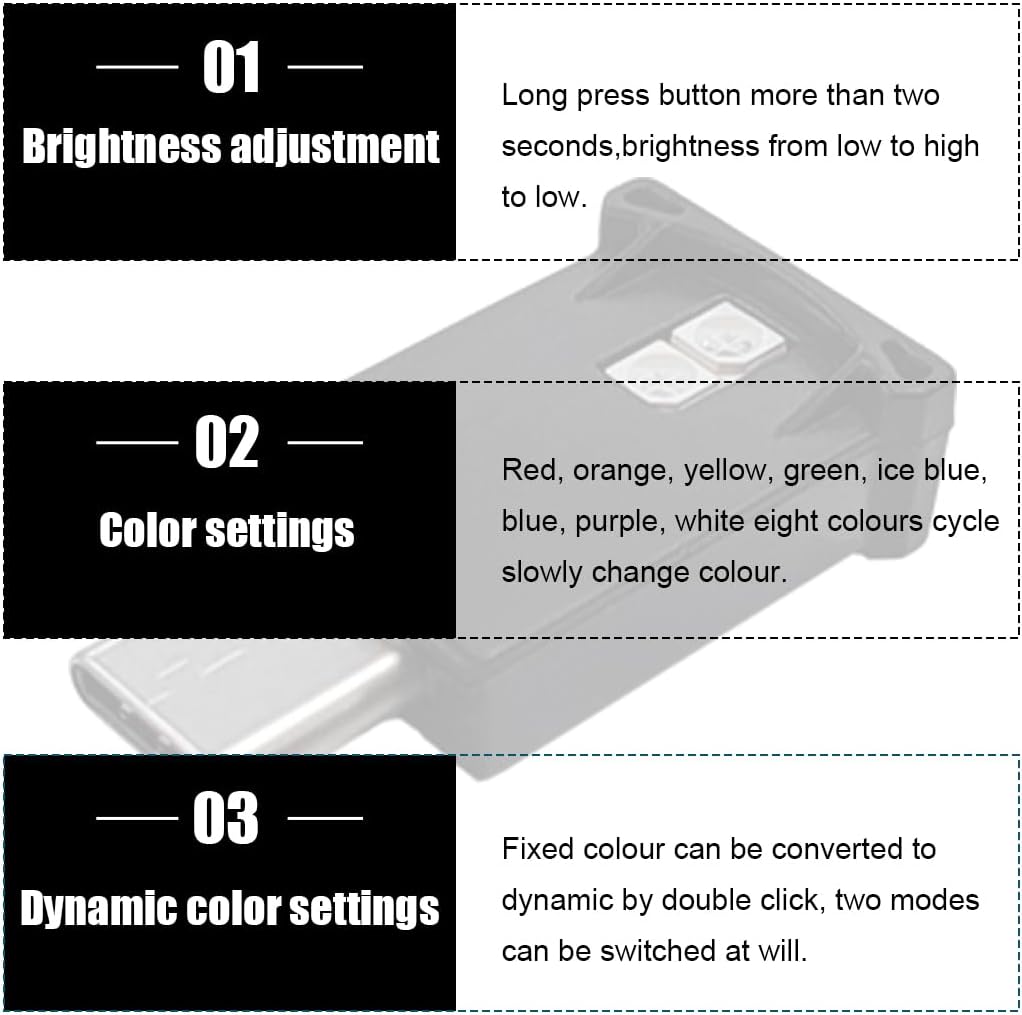 مصباح LED محيطي USB نوع C من بوفتي، مصباح LED صغير 8 الوان RGB، سطوع قابل للتعديل، مصباح جو داخلي للسيارات والمنزل واللابتوب واجزاء الاضاءة وملحقات السيارات