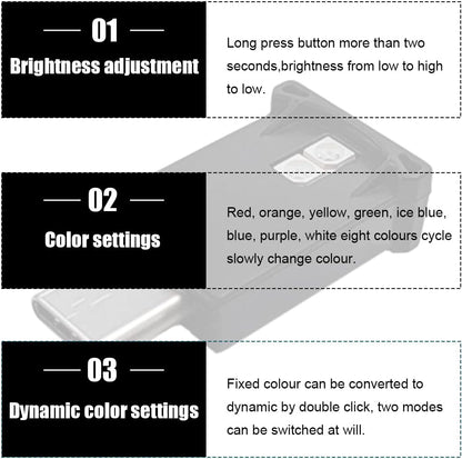 مصباح LED محيطي USB نوع C من بوفتي، مصباح LED صغير 8 الوان RGB، سطوع قابل للتعديل، مصباح جو داخلي للسيارات والمنزل واللابتوب واجزاء الاضاءة وملحقات السيارات
