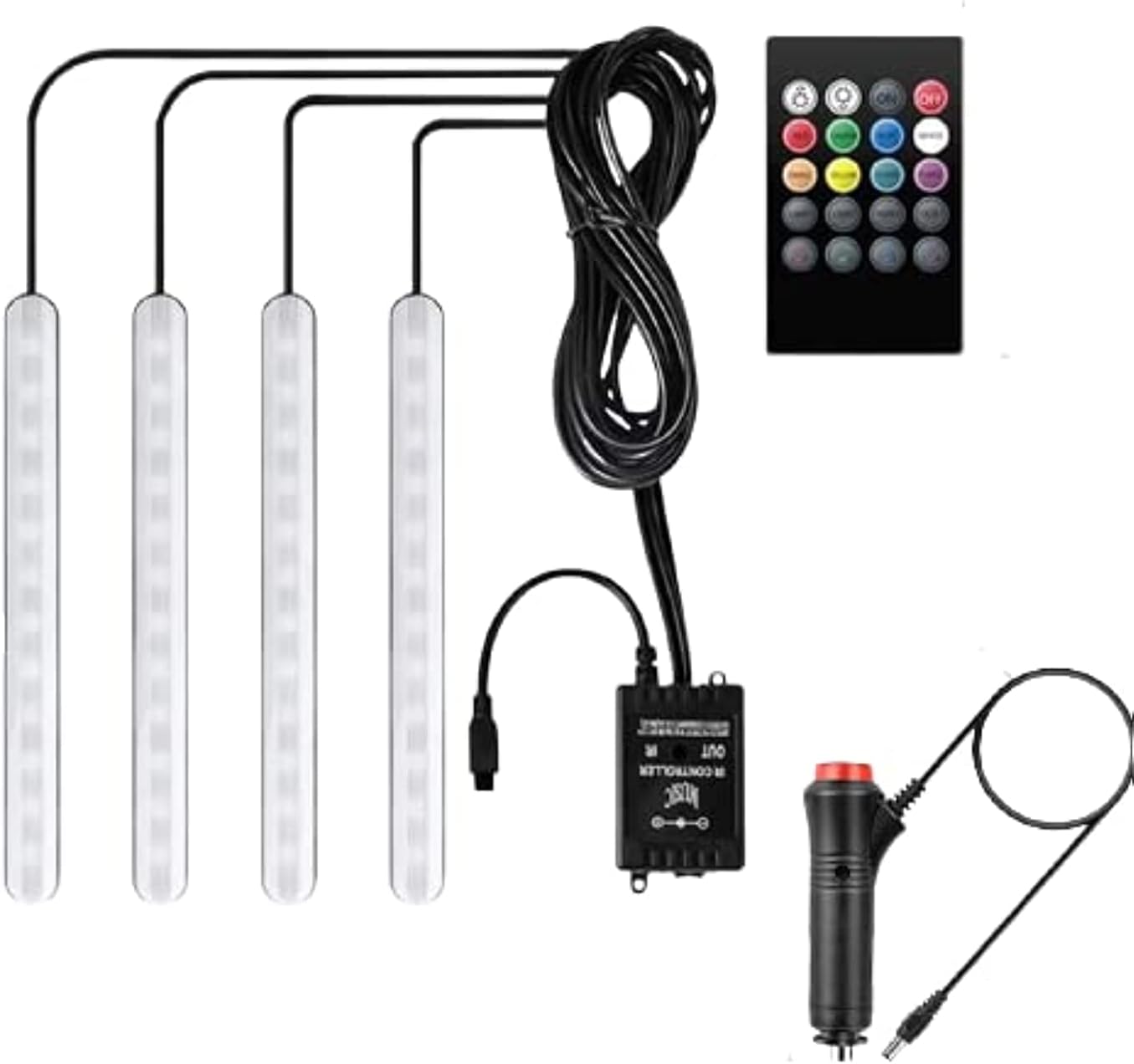 سلسلة أضواء LED داخلية للسيارة من سولفار هولاهوني بتصميم خطين مقاوم للماء 4 قطع 48 مصباح LED بتحكم عبر تطبيق بلوتوث، عدة إضاءة بألوان متعددة يمكن صنعها بنفسك مع موسيقى تحت لوحة القيادة مزودة بشاحن