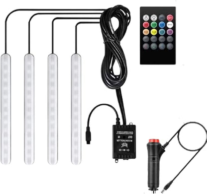 سلسلة أضواء LED داخلية للسيارة من سولفار هولاهوني بتصميم خطين مقاوم للماء 4 قطع 48 مصباح LED بتحكم عبر تطبيق بلوتوث، عدة إضاءة بألوان متعددة يمكن صنعها بنفسك مع موسيقى تحت لوحة القيادة مزودة بشاحن