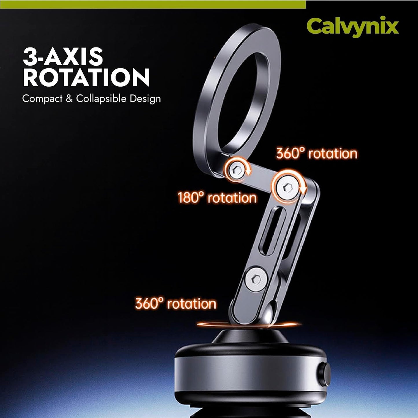 Magnetic Car Phone Holder Gray - Dashboard & Windshield Mount with 360° Rotation - Universal GPS Stand for Hands-Free Driving
