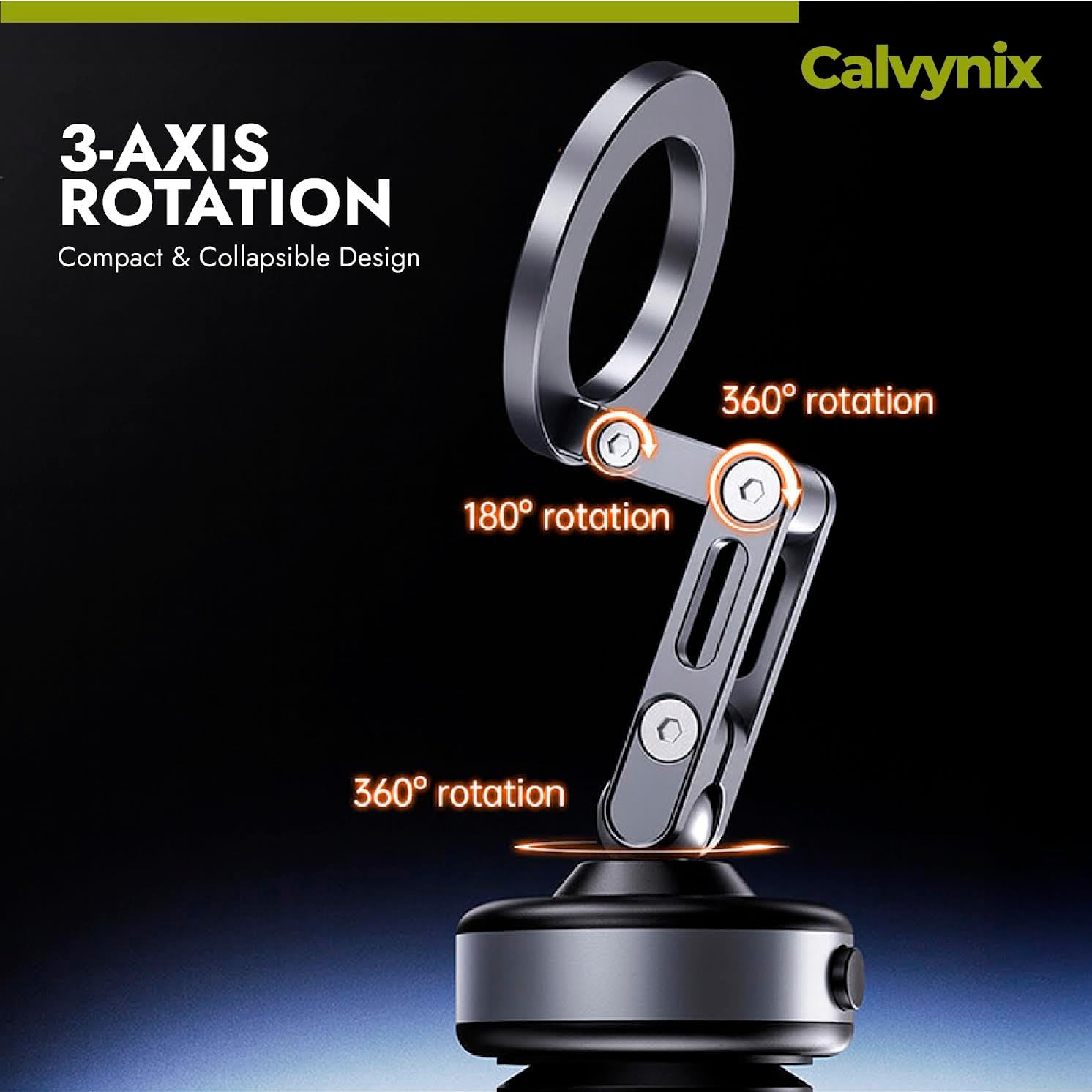 Magnetic Car Phone Holder Gray - Dashboard & Windshield Mount with 360° Rotation - Universal GPS Stand for Hands-Free Driving