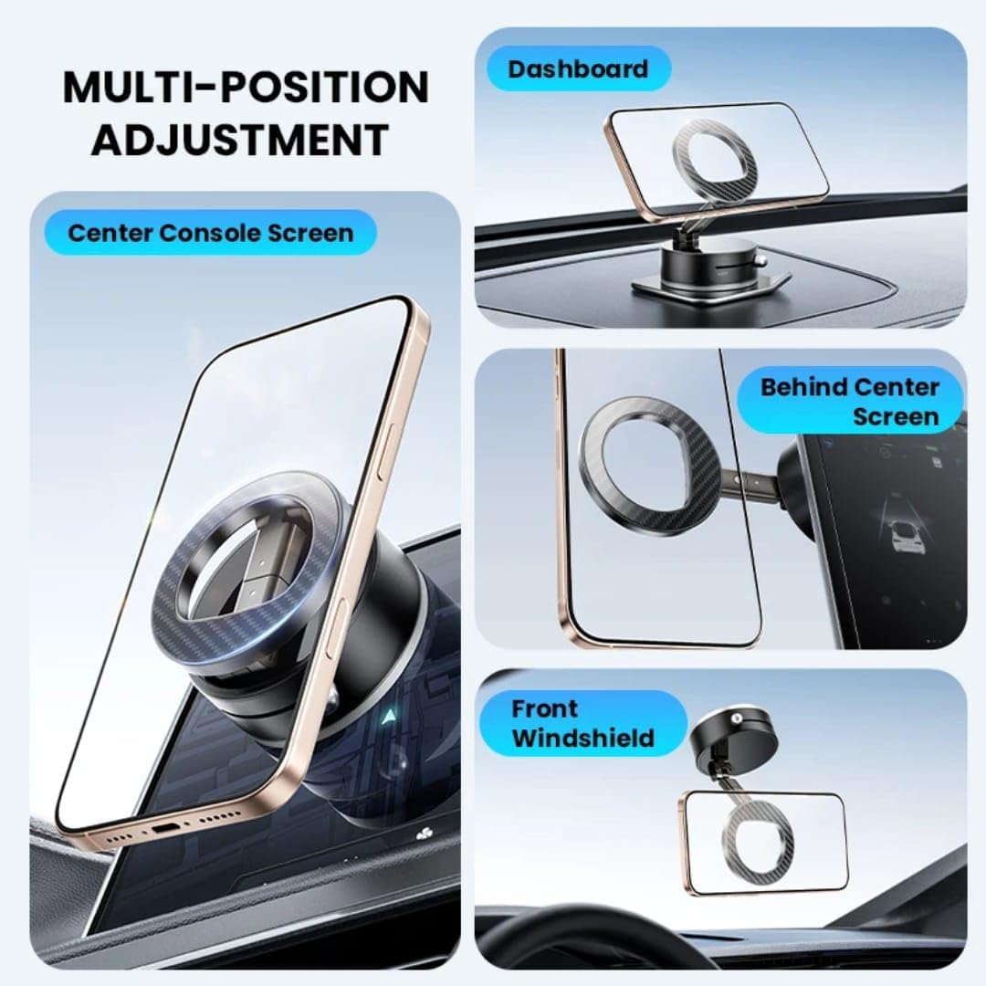 Magnetic Car Phone Holder [70LBS Suction] Dashboard & Windshield Mount, N54 4000gf Magnetic, 360° Adjustable Aluminum Arm, iPhone 17/16/15/14/13/12 & Android