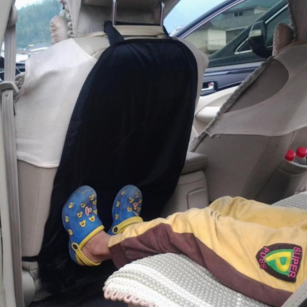 2Pcs Back Seat Protector For Car, Car Kick Mats, Waterproof Protection From Dirt, Vehicle Kids Safety Accessories, Universal Fit Automotive Interior Protectors (Black)