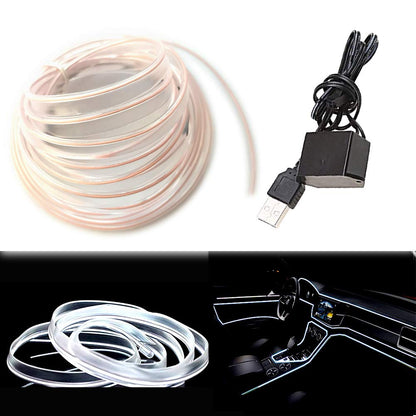 شريط إضاءة LED داخلي للسيارة بلون أحمر من ماكس لاكسر، سلك نيون بطول 5 متر ومنفذ USB بجهد 5 فولت مع مصهرات حماية وحافة مدروزة مقاس 6 ملم