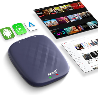 كارلين نت صندوق اندرويد 13 ايه اي، سلسلة الترا، محول الوسائط المتعددة الاقوى مع 8+128GB كوالكوم 6125، مدمج كاربلاي/اندرويد اوتو/متجر جوجل بلاي، مناسب فقط لسيارات كاربلاي السلكية