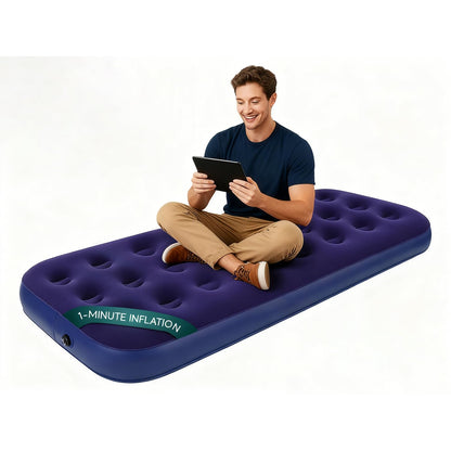 SKY-TOUCH Lightweight Inflatable Air Mattress, Portable Camping Air Bed Comfort Dual-Surface Airbed, Portable Air Bed for Camping, Home & Travel, Flocked Airbed