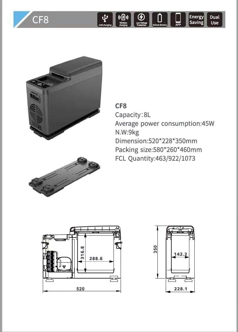 Crony Mini Portable Car Refrigerator, Small, 8L, CF8