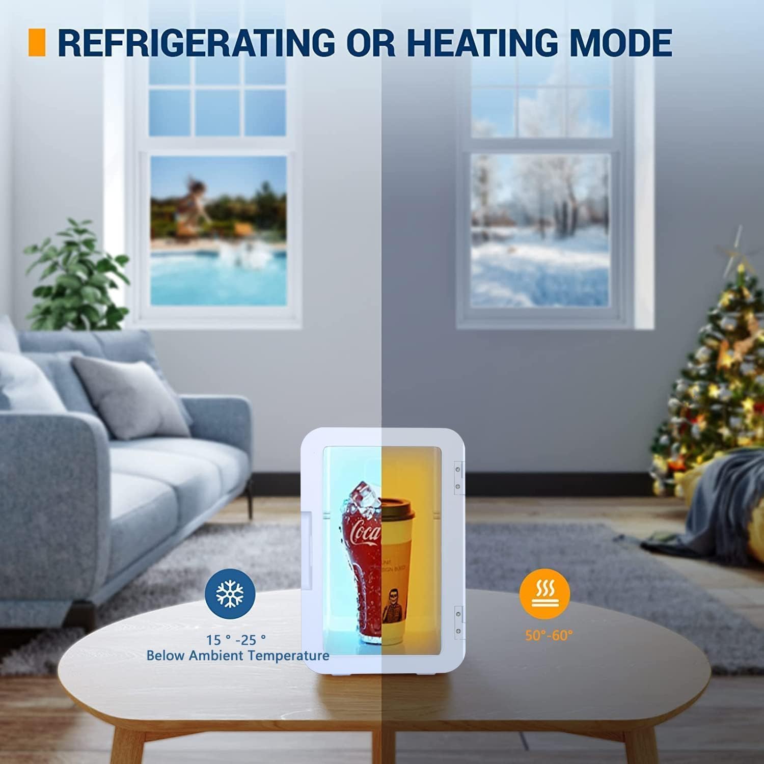 8L Mini Refrigerator, Portable Refrigerator w for Bedroom, Car, Office Desk, Thermoelectric Cooler Warmer Food, Drinks, Skincare, Beauty Makeup AC/DC Small Refrigerator