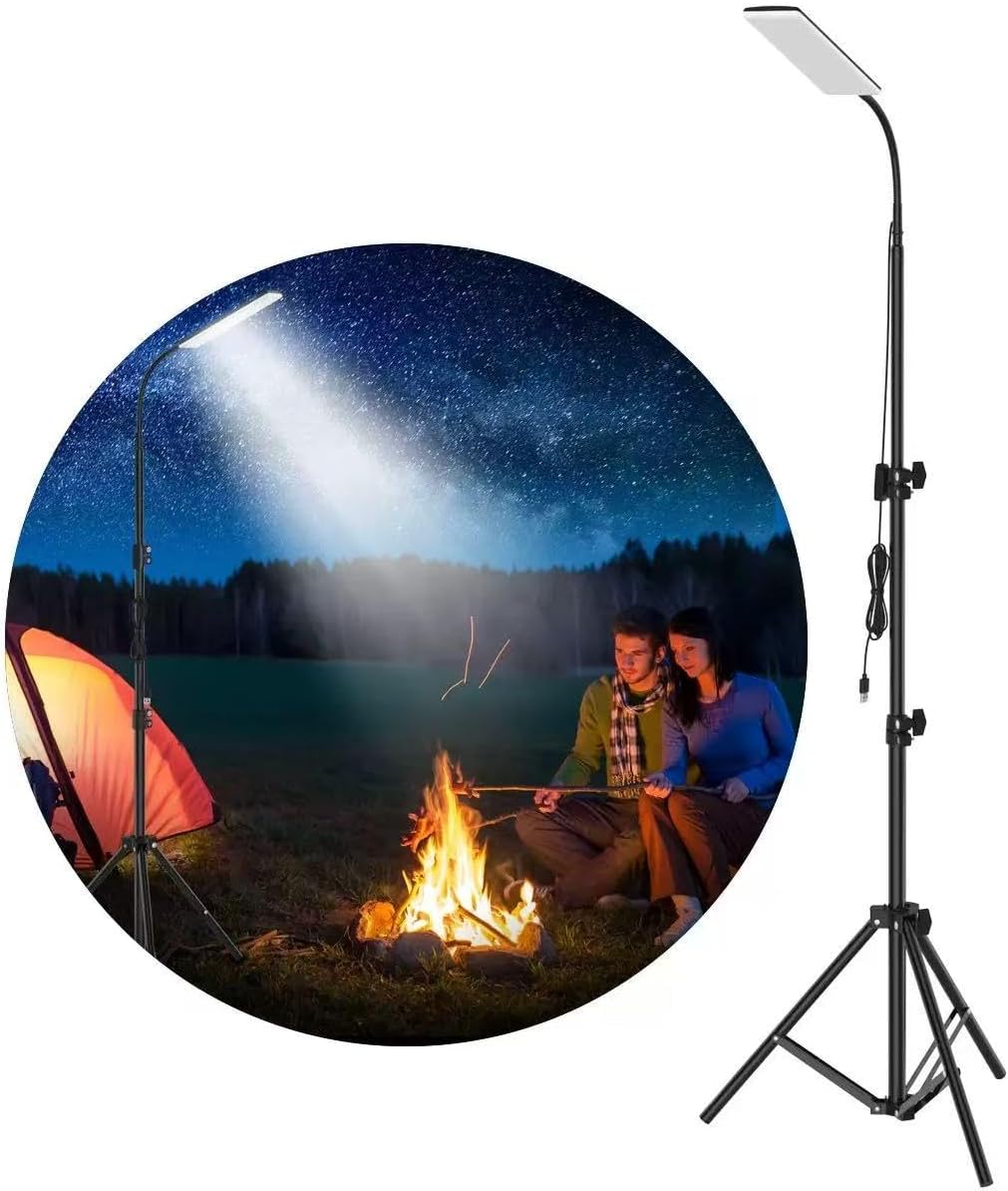 LED Camping Light, 1680LM High Brightness Portable Outdoor Lamp with Telescopic Tripod | Powered by USB Cable for Continuous Light | for Camping, Emergency, Garden, Tent, Car Repair