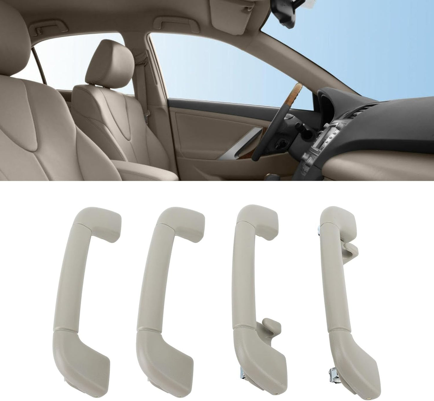 BROLEO 4pcs Front Roof Handle Pull Grab Handle, Interior Grab Handle Compatible with Camry XV40 2006-2013, 2008-2019, Prado 2014-2019, Comfortable Grip Assist Handle