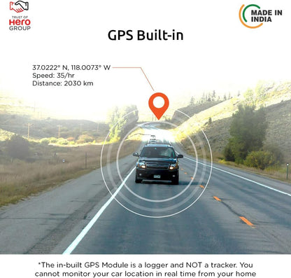Qubo Car Dash Camera Pro (with GPS) Dash Cam from Hero Group | Made in India Dashcam | Full HD 1080p | Wide Angle View | G-Sensor | WiFi | Emergency Recording | Upto 256GB SD Card Supported