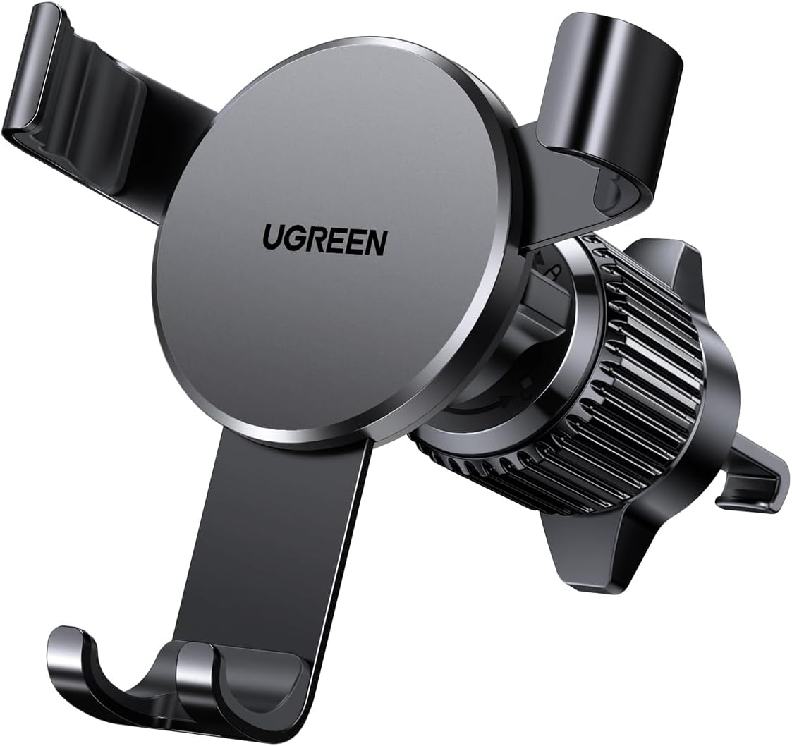 UGREEN Car Phone Holder Car Mount, [360° Rotation for Air Vent], One-hand Auto Lock, Metal Hook Black Mobile Holder, Fit for iPhone Air/17/16/15/14, Samsung S25/24/23, 5.8-7.2" Smartphone Accessories