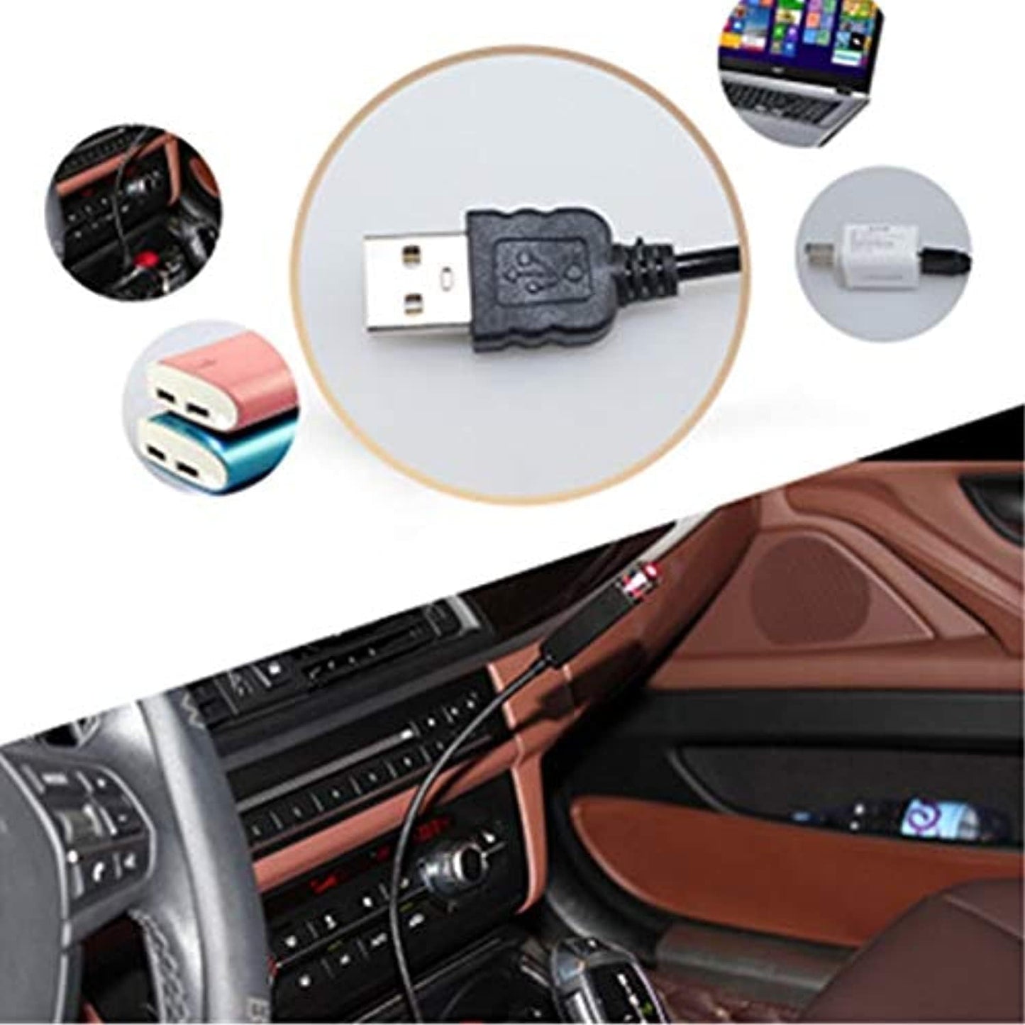 مصباح ديكور - مصباح داخلي للسيارة بمنفذ USB قابل للتعديل، مصباح LED صغير للسقف والنجوم، جهاز عرض للاجواء والغرف وديكور الحفلات ()