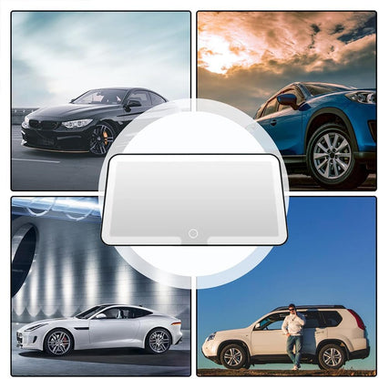 BIGTHREE® Car Sun Visor LED Cosmetic Mirror, Universal Car Mirror Vanity, with 3 Light Modes, Dimmable Touch Control, LED Car Light Up Mirror, Rechargeable Car Makeup Mirror, for all cars
