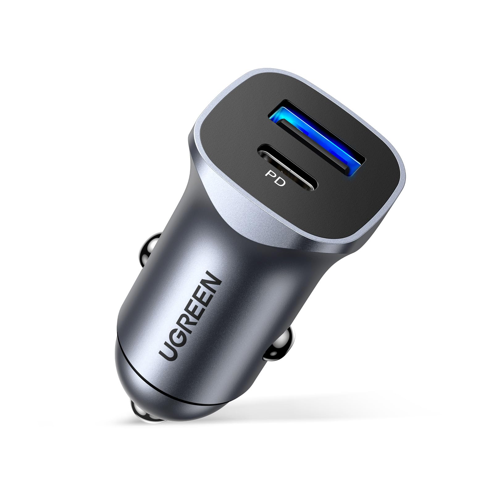 يوجرين شاحن سيارة سريع الشحن PD30W بمنفذين USB C لهاتف ايفون 16 برو ماكس شاحن سريع الشحن للسيارة ومحول هاتف مع كابل USB C بطول 1 متر مضفر لهاتف ايفون 16 وجالاكسي S23 وهواوي وايبود برو وشاومي