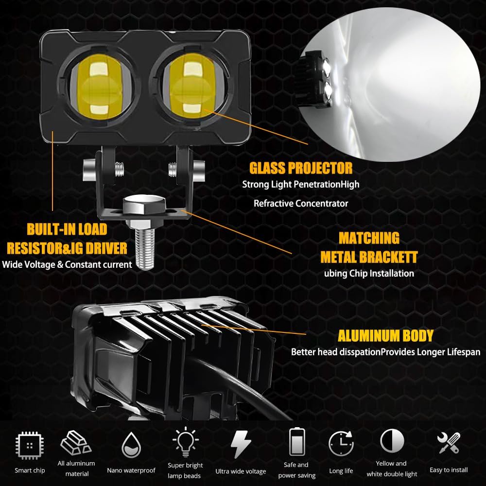 2Pcs 2.9 Inch LED Driving Lights 20W 2 LEDs Pod Lights Waterproof IP68 Fog Lights for off Road SUV ATV UTV Boat Motorcycle.
