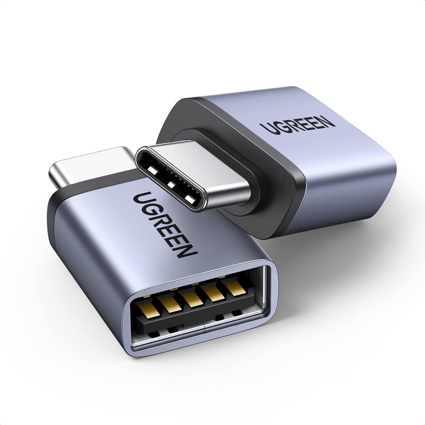 يوجرين محول USB إلى USB C (قطعتان) 10 جيجابت في الثانية لنقل النوع C إلى محول OTG 3.0 متوافق مع سلسلة Samsung S24 Ultra، iPhone 15 16 Pro Max، iPad، MacBook، الأجهزة اللوحية، سماعات الأذن