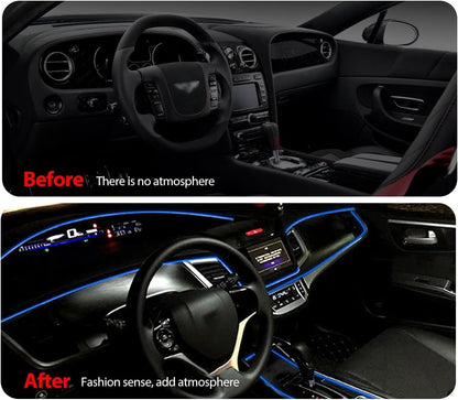 Interior Car LED Strip Lights, USB Auto Neon Light Strip with Sewing Edge, 5m Neon Light 5V with Fuse Protection, Car Ambient Lighting Kits (Blue)