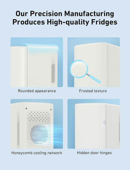 8L Mini Refrigerator, Portable Refrigerator w for Bedroom, Car, Office Desk, Thermoelectric Cooler Warmer Food, Drinks, Skincare, Beauty Makeup AC/DC Small Refrigerator