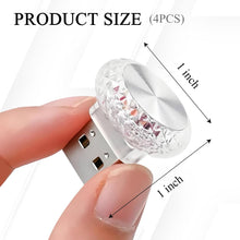 مصابيح LED USB للسيارة من 4 قطع، مصابيح ليلية مدمجة لداخل السيارة، مجموعة عالمية للسيارات المحيطة، ديكور سيارات صفراء، مجموعة اضاءة LED لسيارات ار في وسيارات الدفع الرباعي