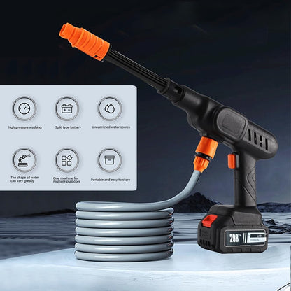 Cordless Pressure Washer Gun - 21V 3000mAh Battery (10Pcs), 9-12M Range, 0-180° Nozzle for Cars/Fences/Boats, Portable Power Cleaner (black)