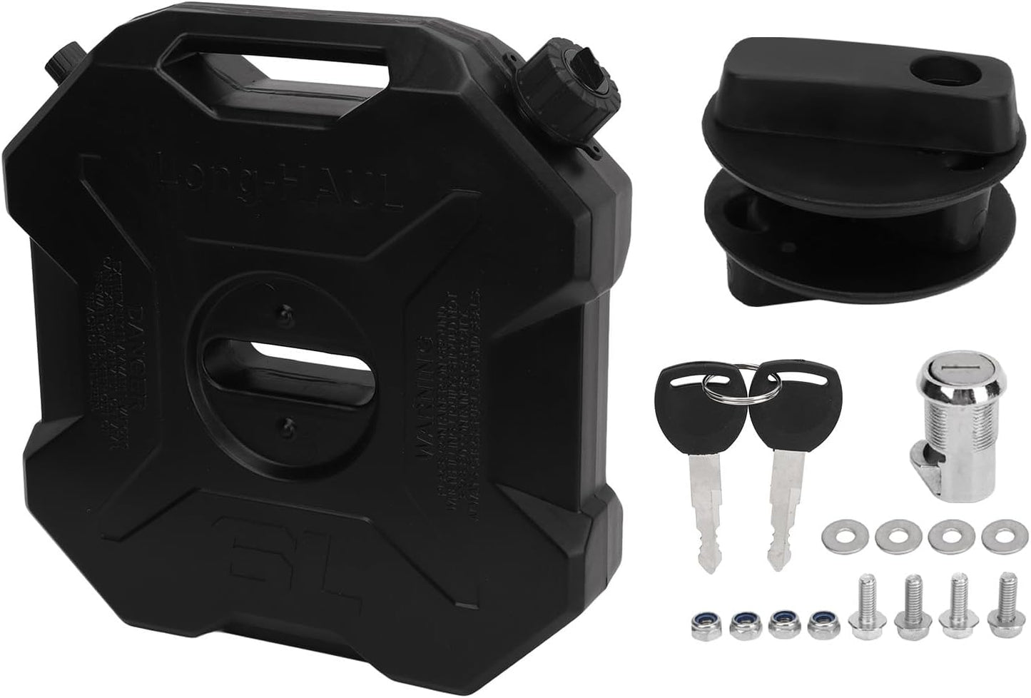 Luocute 6 Liter Fuel Tank, 1.6 Gallons ABS Black Jerry Can for Car Motorcycle UTV ATV Off Road Vehicle, ABS Material (with Bracket)
