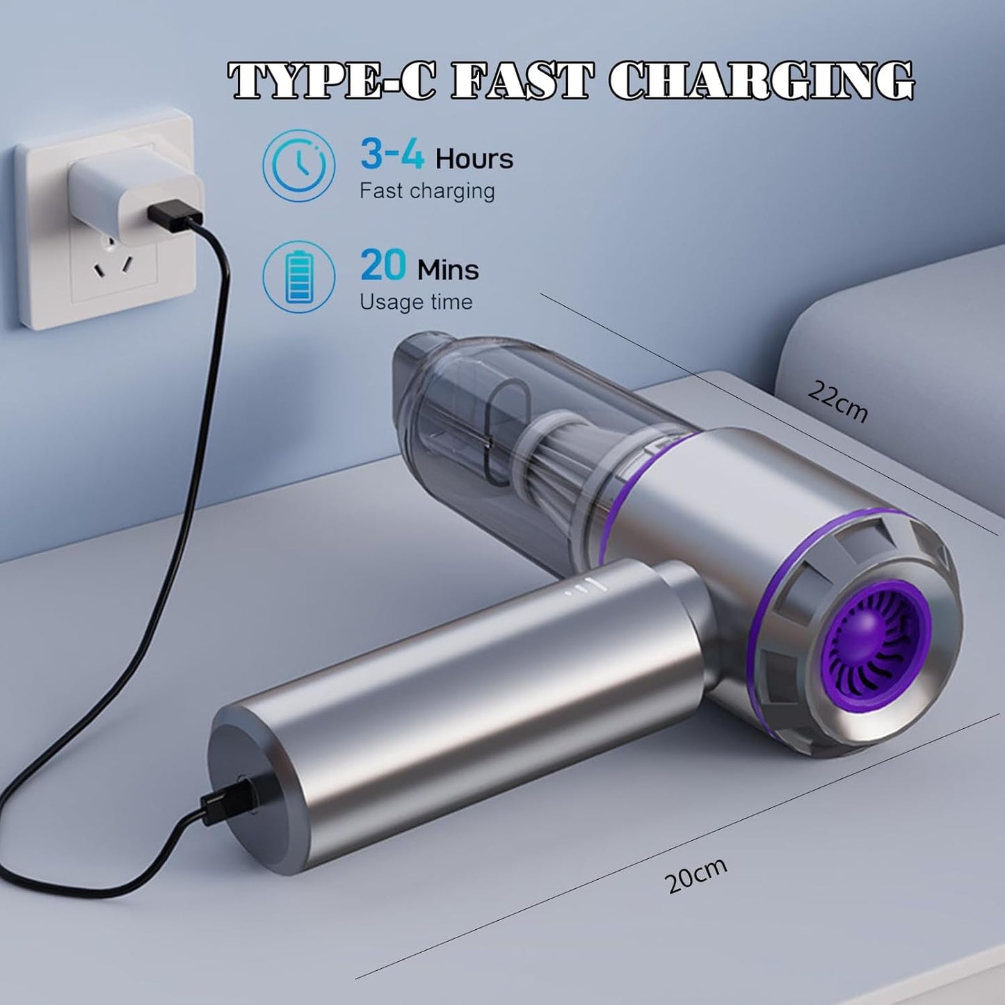 Handheld Car Vacuum Cleaner Cordless，19000PA High Power Car Vacuum Cleaner and Air Duster, 3-in-1 Portable Mini Car Vacuum Cleaner, 120W High Power Hand Held Vacuum for Car, Home, Office, Pet