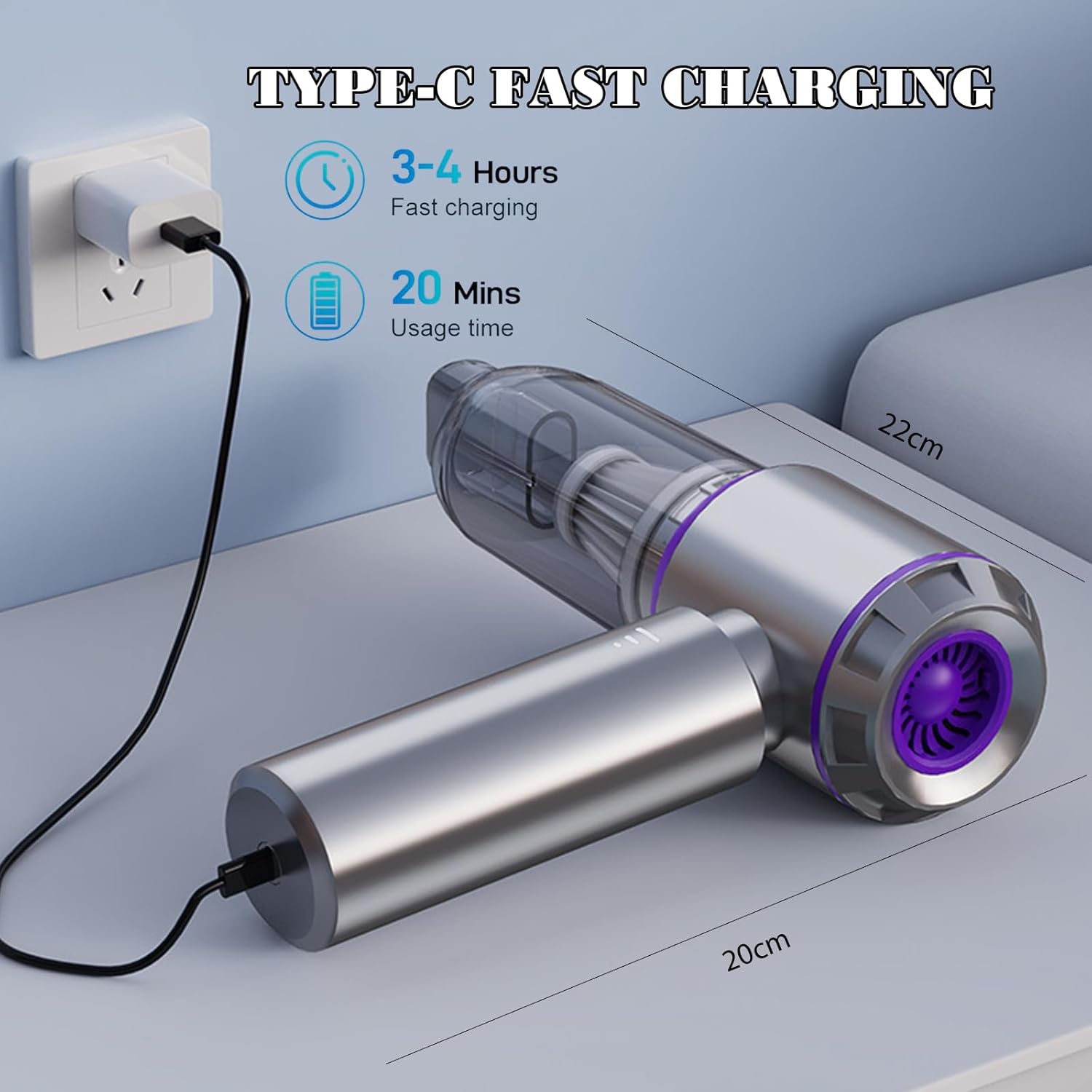 Handheld Car Vacuum Cleaner Cordless，19000PA High Power Car Vacuum Cleaner and Air Duster, 3-in-1 Portable Mini Car Vacuum Cleaner, 120W High Power Hand Held Vacuum for Car, Home, Office, Pet
