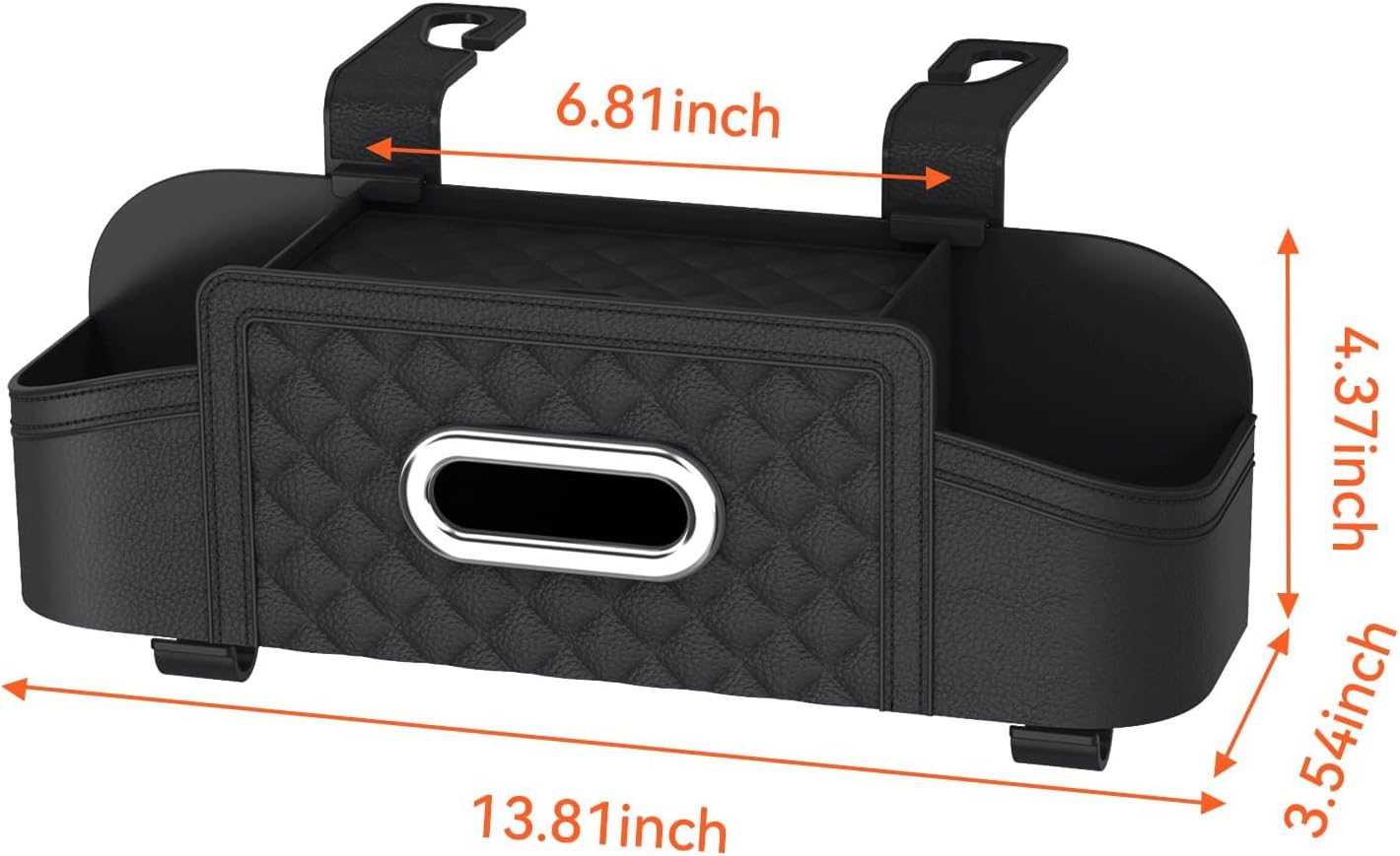 Car Back Seat Storage Organizers, with 2 Drink Cup Holder, Tissue Box and Storage Box Hook, Auto Multi Functional Storage, for Kids, Men, Women and Travel (Black)