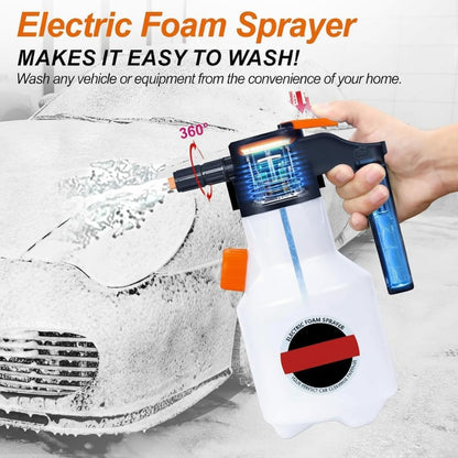 Electric Foam Sprayer 2L with USB Charging - Pressurized Car Wash Foam Cannon for Home & Auto Detailing, No-Scratch Cleaning for Vehicles, Windows, Pets - Portable 2 Liter Foam Blaster
