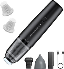 Handheld Vacuum Cordless, Car Vacuum Cleaner Portable with HEPA Filter, 2 Suction Modes, Mini Hand Held Vacuum Rechargeable for Car, Home, Pet Hair, Office, Desk, Keyboards (Black)
