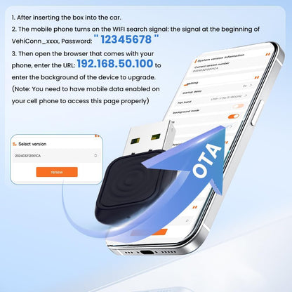 محول 2 في 1 لاسلكي صغير لنظام أندرويد أوتوماتيكي ونظام كاربلاي لاسلكي لأجهزة iOS 10+ وأندرويد 11+، USB-A/نوع C، التوصيل والتشغيل، وقت استجابة منخفض، سيارات OEM، أسود