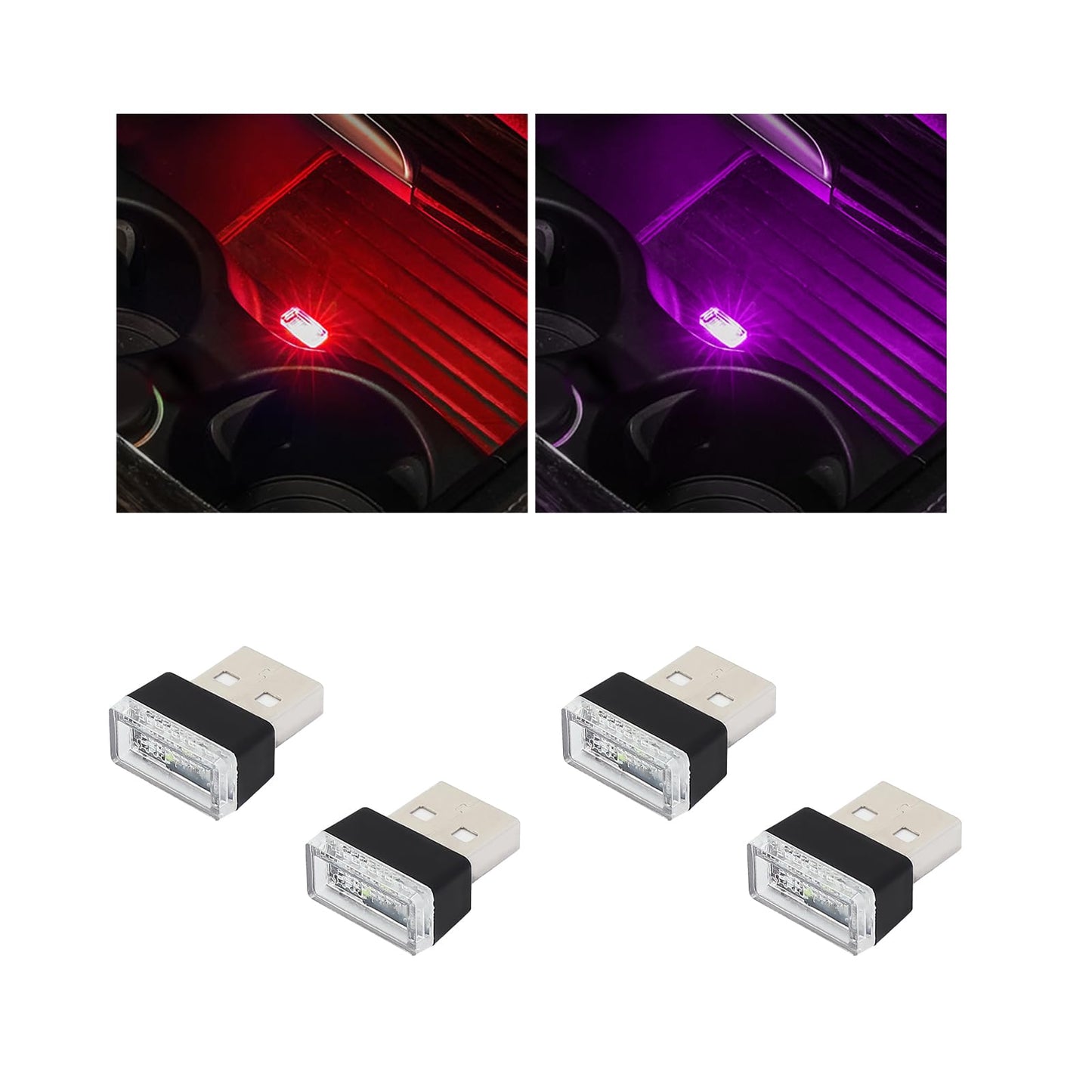 أوغيني 6 قطع مصباح LED USB للسيارة والاماكن الداخلية باضواء احادية اللون، مصباح USB مزود بالفضاء اللوني RGB لتوفير اضاءة ليلية مزخرفة، مجموعة إضاءة محيطة داخلية محمولة للسيارات، اكسسوارات داخلية