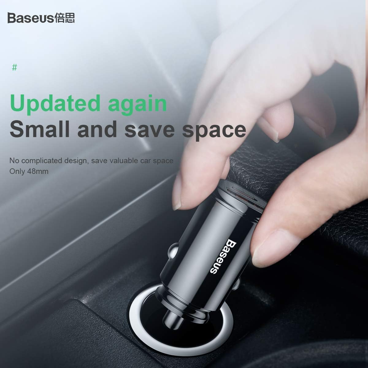 باسيوس شاحن سيارة ذكي سريع 30 واط بمنفذين USB وUSB-C يدعم QC4.0 PD3.0 SCP AFC VOOC، شاحن سيارة صغير 12 فولت - 24 فولت مع ضوء LED وحماية امان متعددة الطبقات لموبايل ايفون