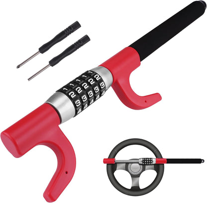 Combination Steering Wheel Lock Password Code Heavy Duty Car Security Black